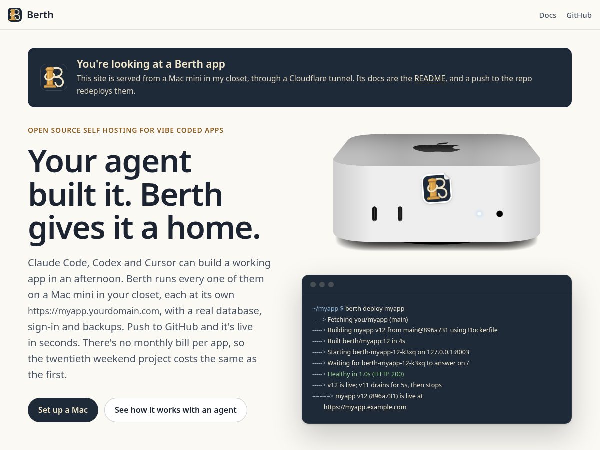 Landing-page snapshot of berth.computer