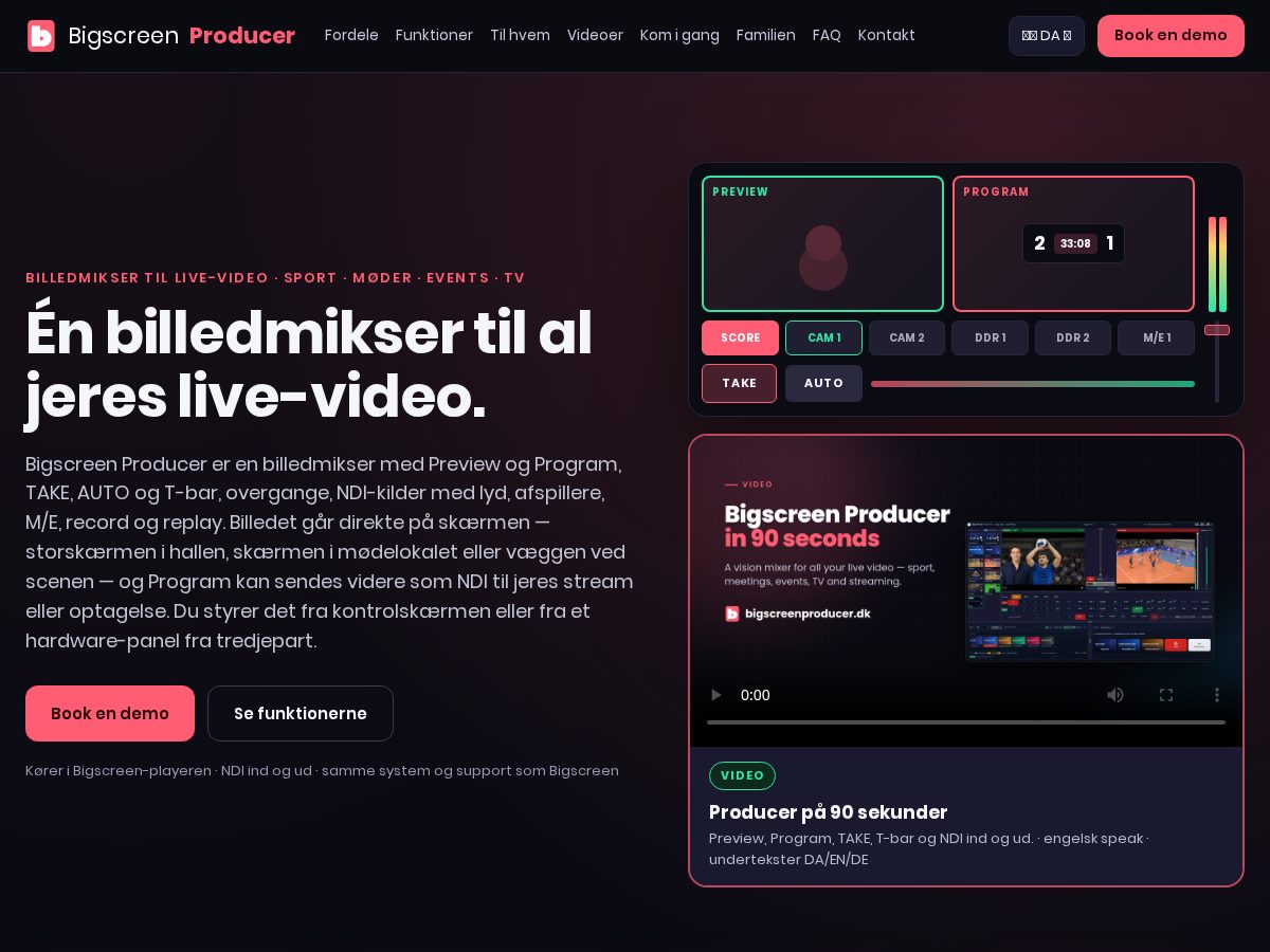 Landing-page snapshot of bigscreenproducer.com