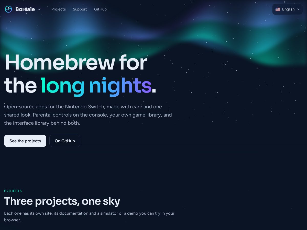 Landing-page snapshot of boreale.dev