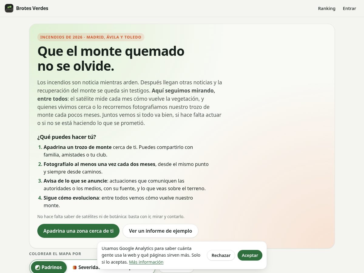 Landing-page snapshot of brotesverdes.org