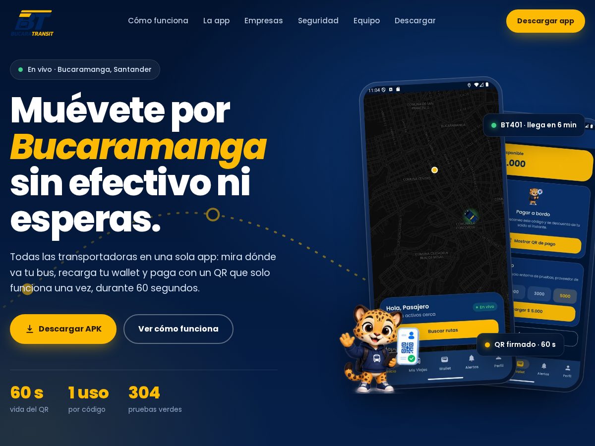 Landing-page snapshot of bucaratransit.lat