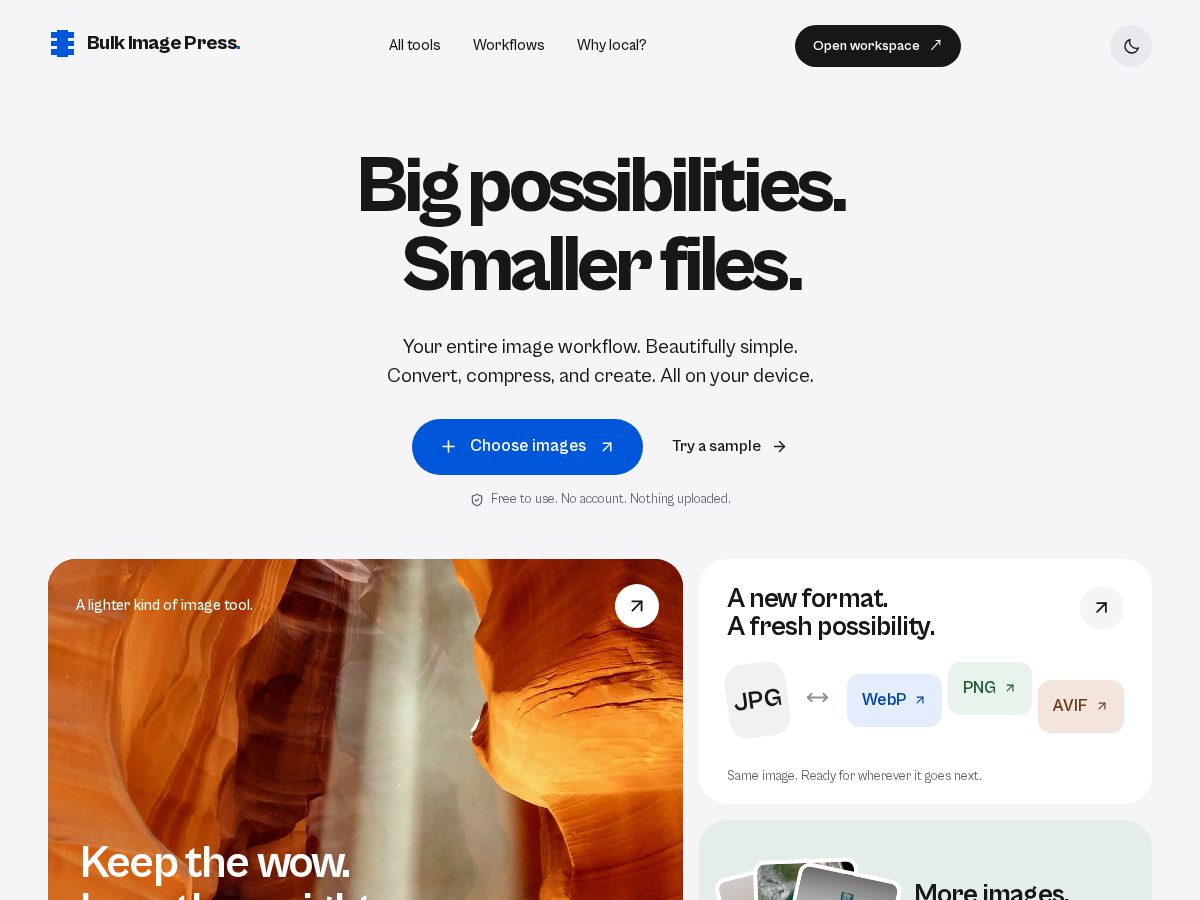Landing-page snapshot of bulkimagepress.com