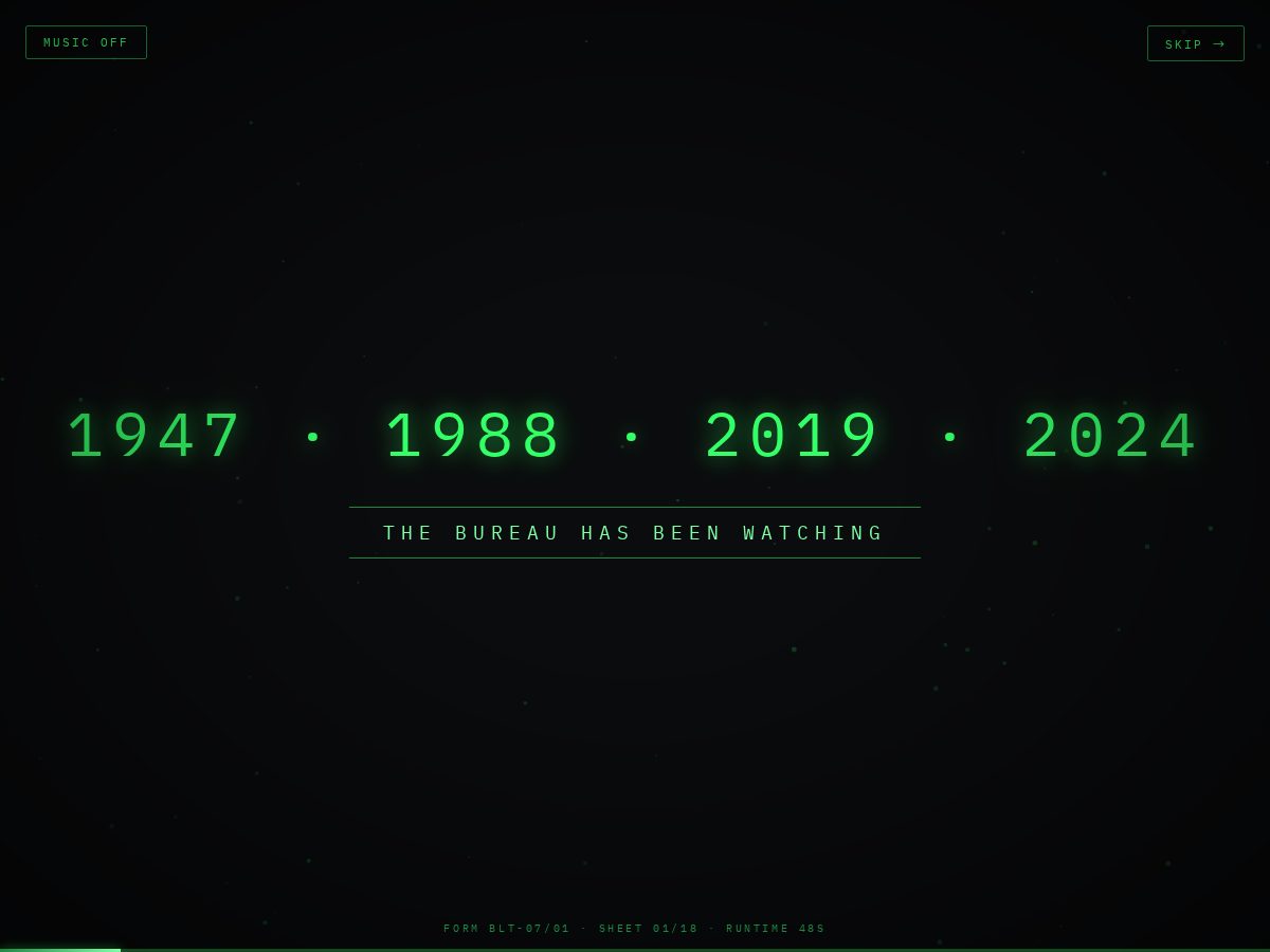 Landing-page snapshot of bureau-of-lost-timelines.online