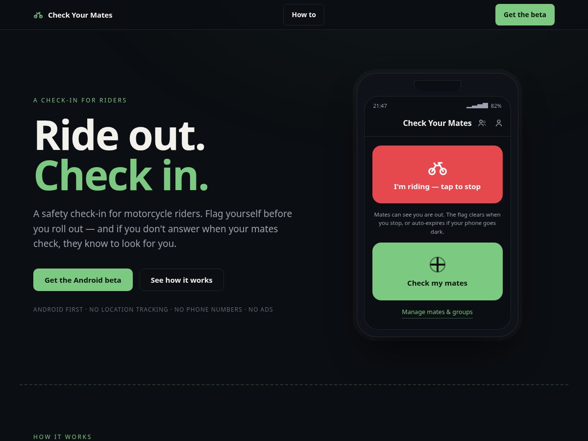 Landing-page snapshot of checkyourmates.app