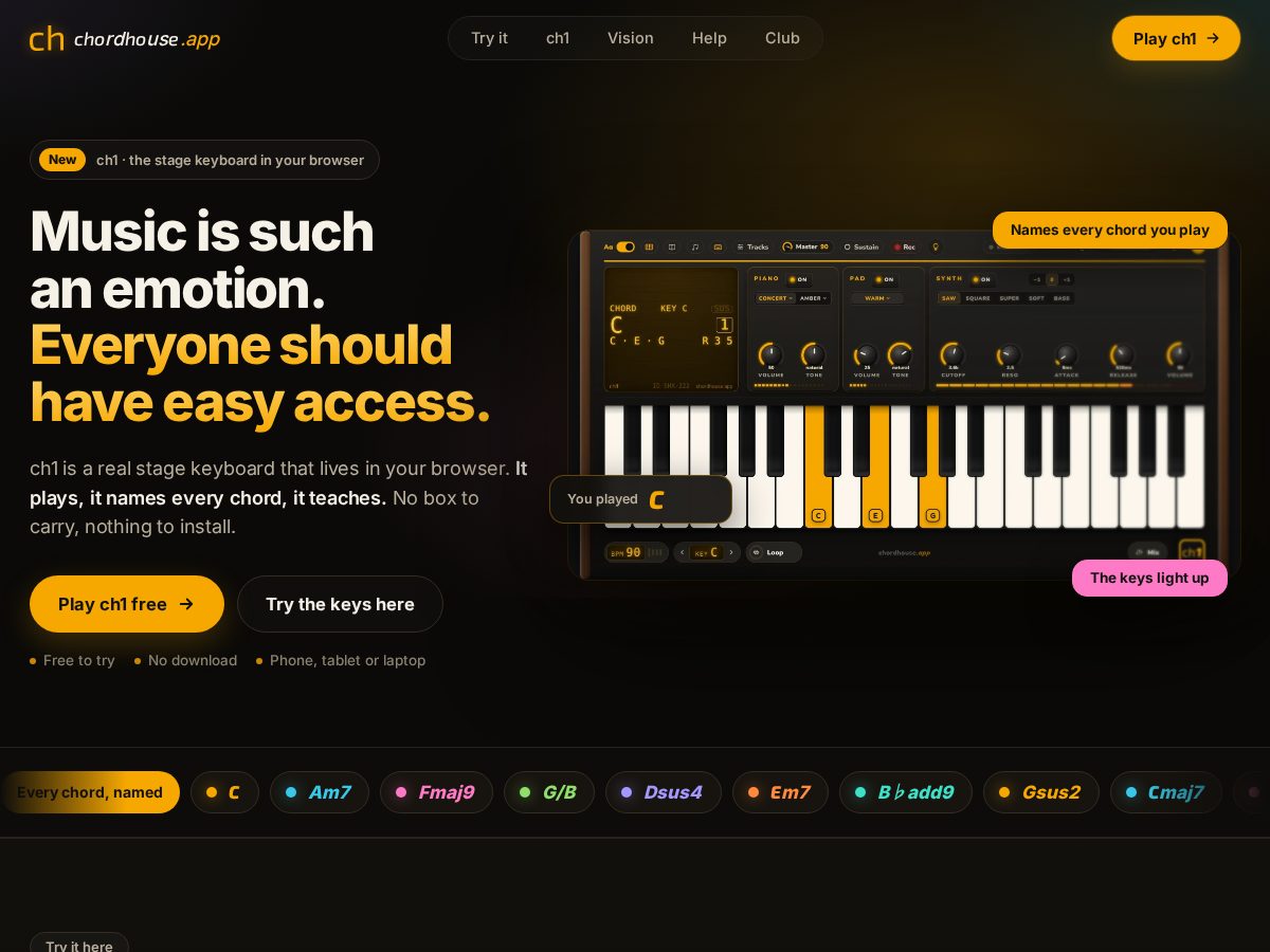 Landing-page snapshot of chordhouse.tech
