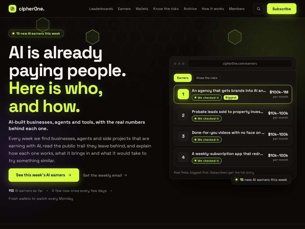 Landing-page snapshot of cipher0ne.com