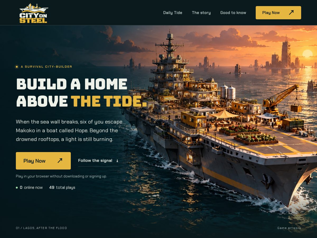 Landing-page snapshot of cityonsteel.com