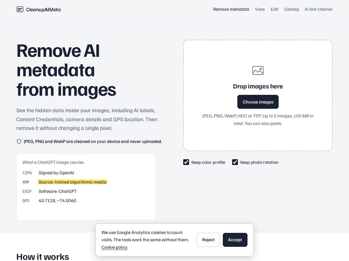 Landing-page snapshot of cleanupaimeta.com