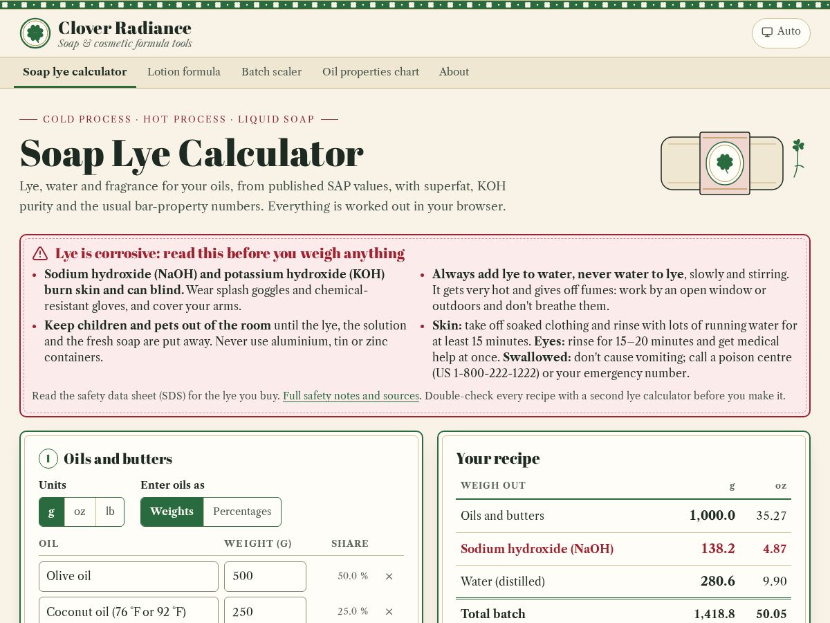 Landing-page snapshot of cloverradiance.beauty