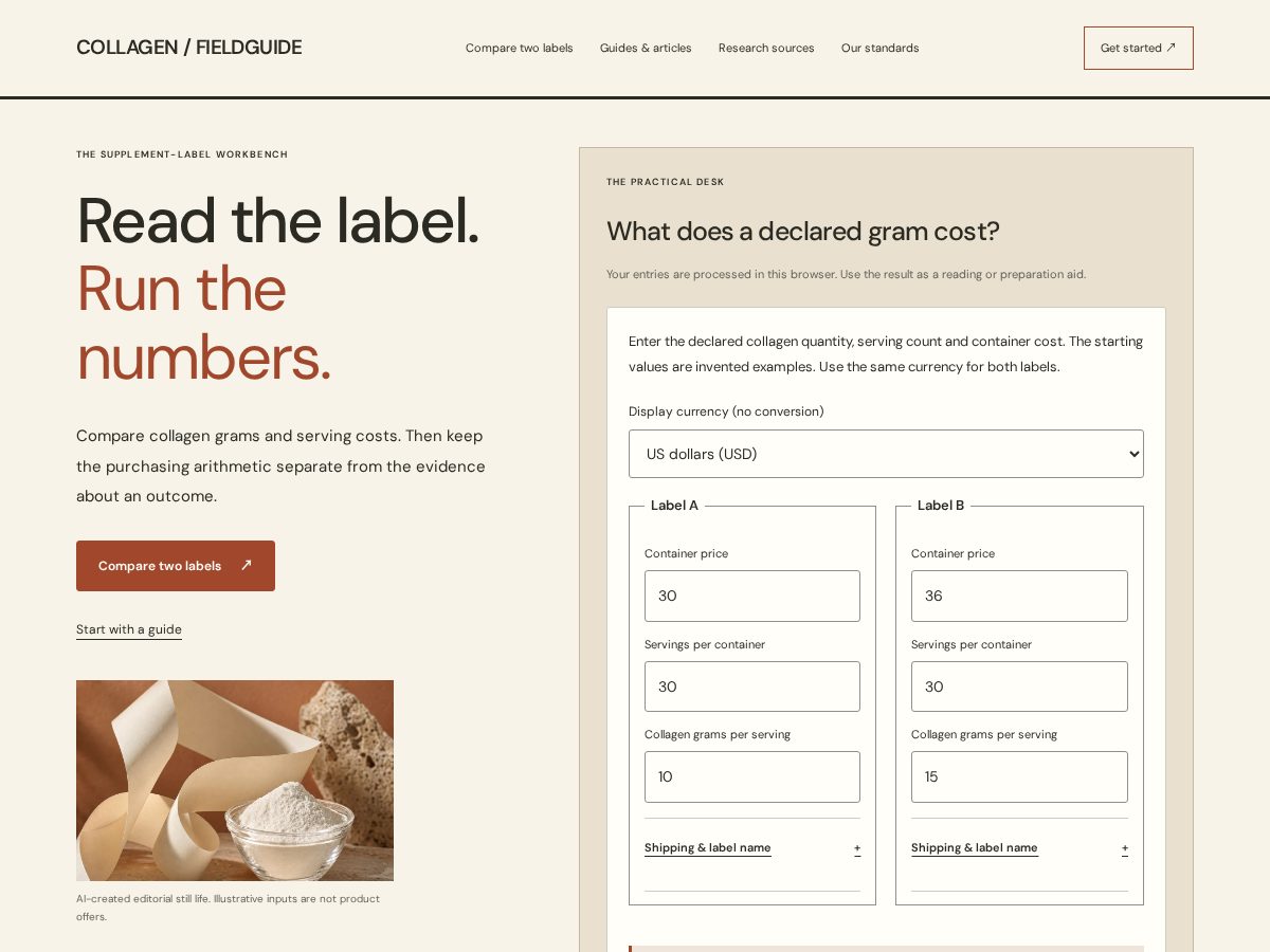 Landing-page snapshot of collagenfieldguide.com