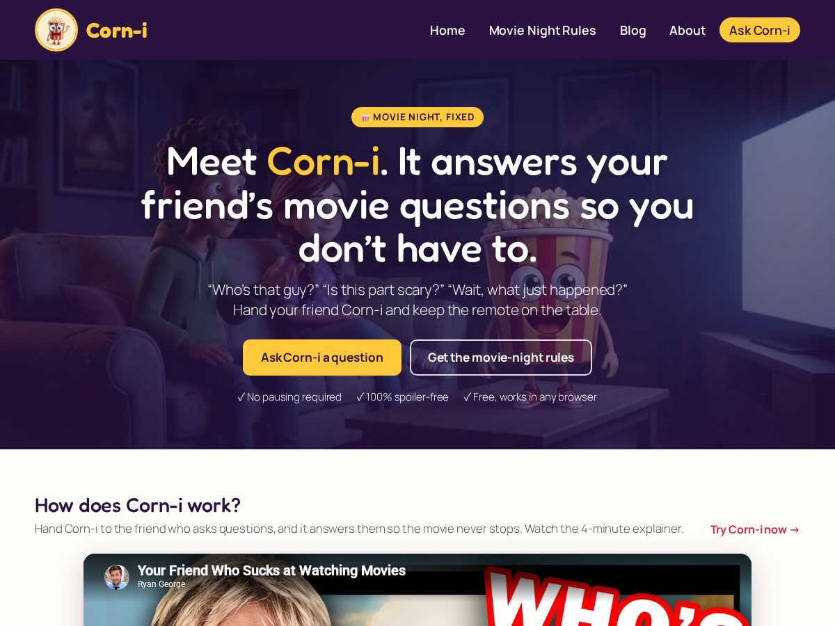 Landing-page snapshot of corn-i.com