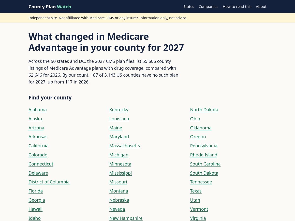 Landing-page snapshot of countyplanwatch.com