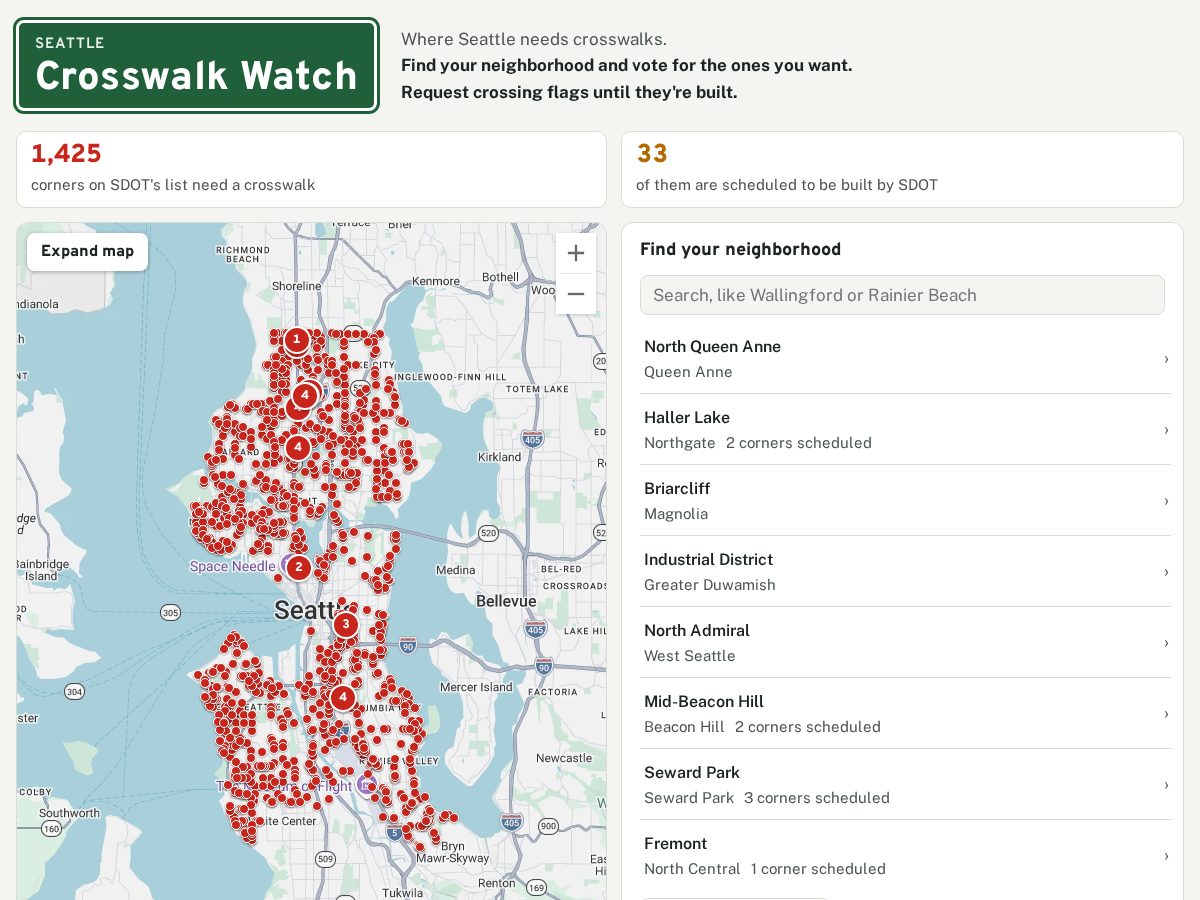 Landing-page snapshot of crosswalkwatch.org