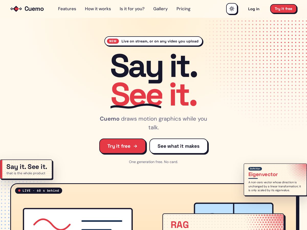 Landing-page snapshot of cuemo.app