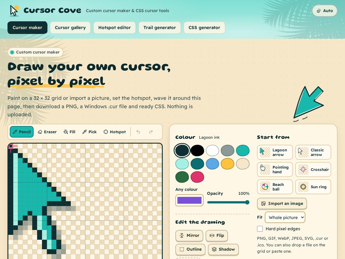 Landing-page snapshot of cursorcove.click