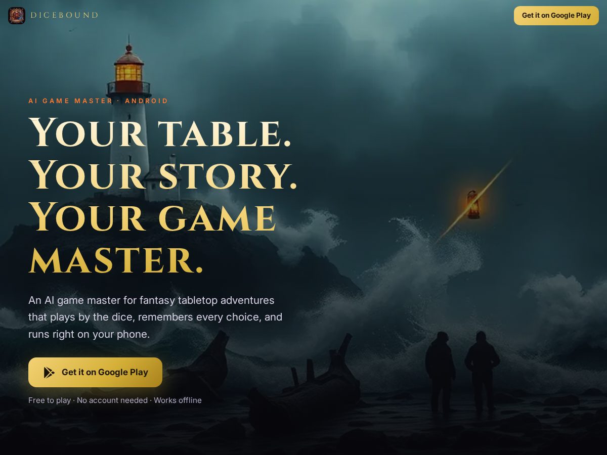 Landing-page snapshot of diceboundofficial.com