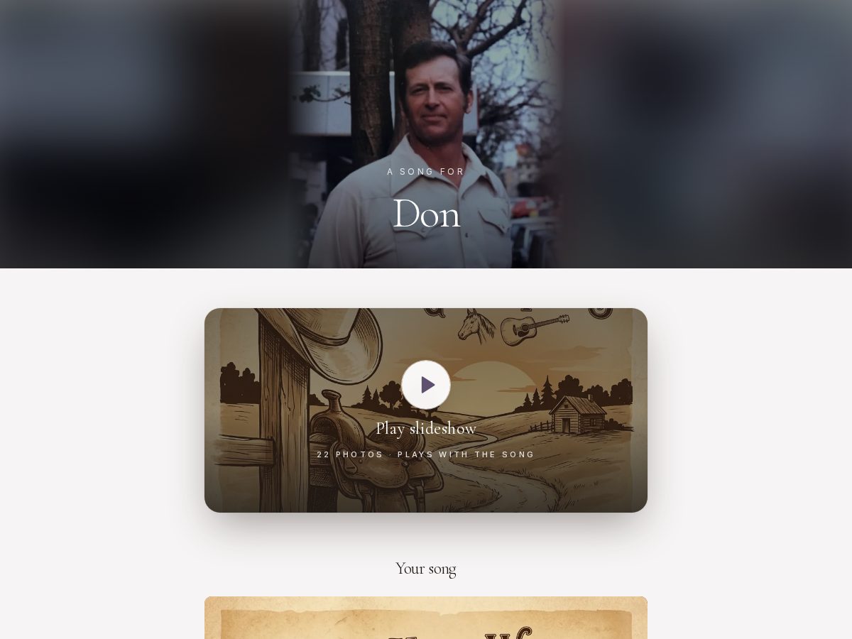 Landing-page snapshot of dons-song.link