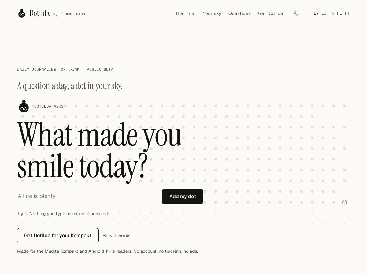 Landing-page snapshot of dotilda.com