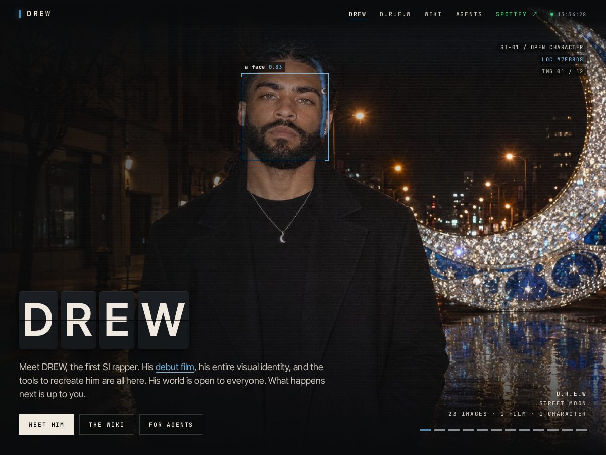 Landing-page snapshot of drew.audio