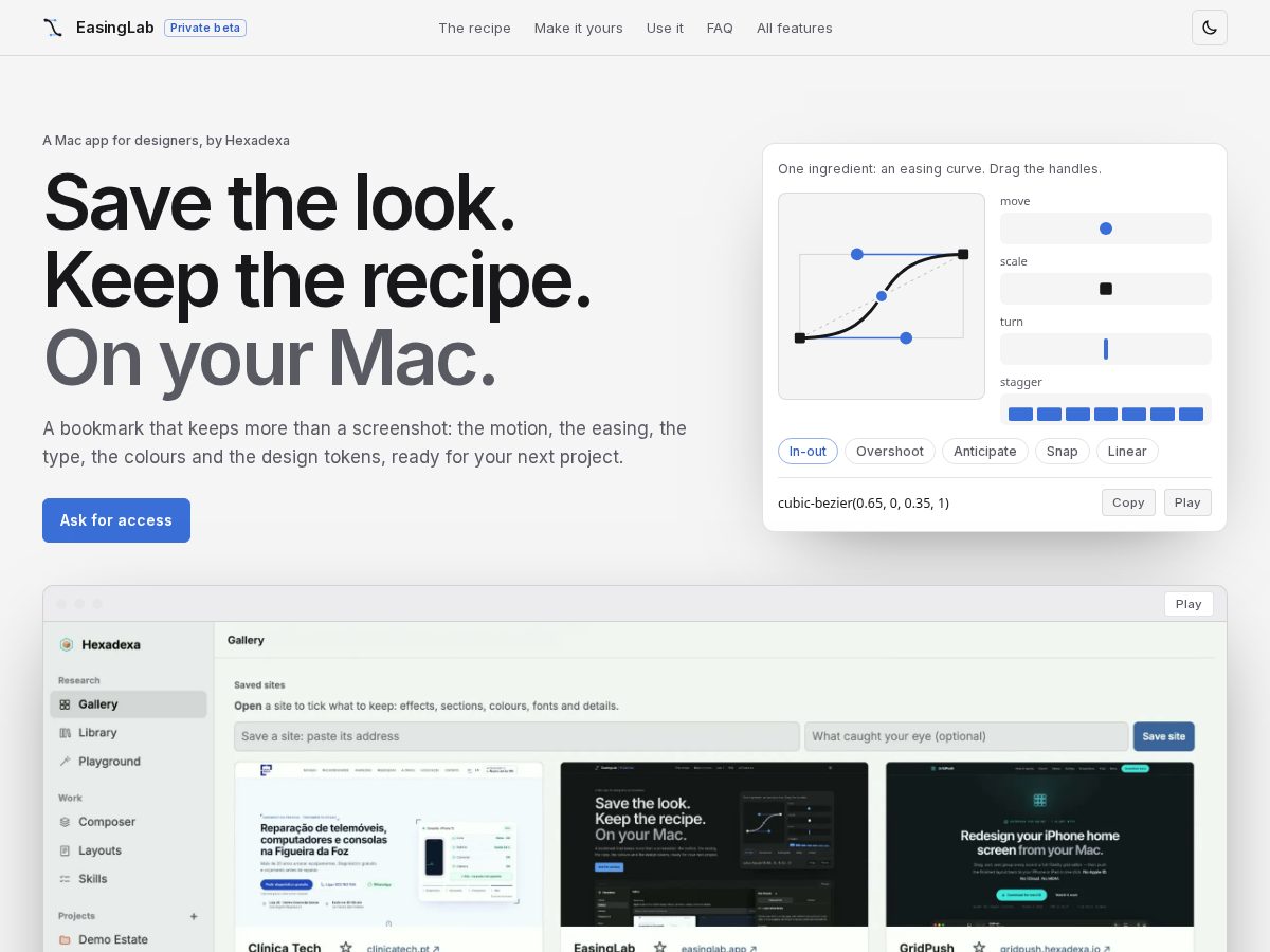 Landing-page snapshot of easinglab.app