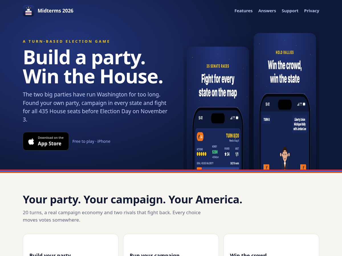 Landing-page snapshot of electionsusa.app