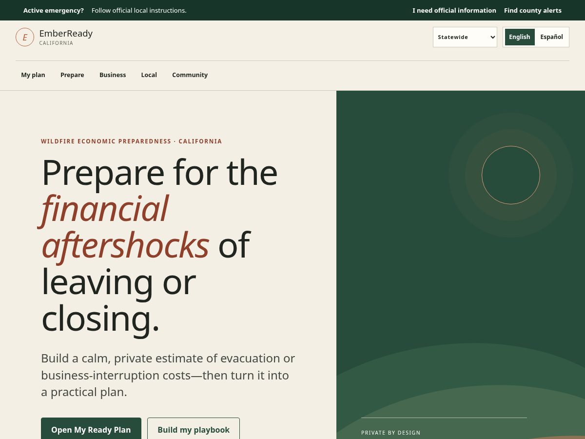 Landing-page snapshot of emberready.org