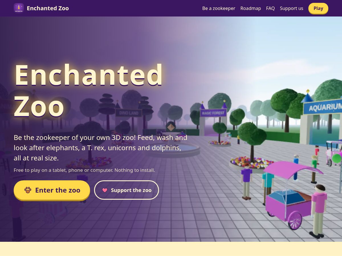 Landing-page snapshot of enchantedzoo.com