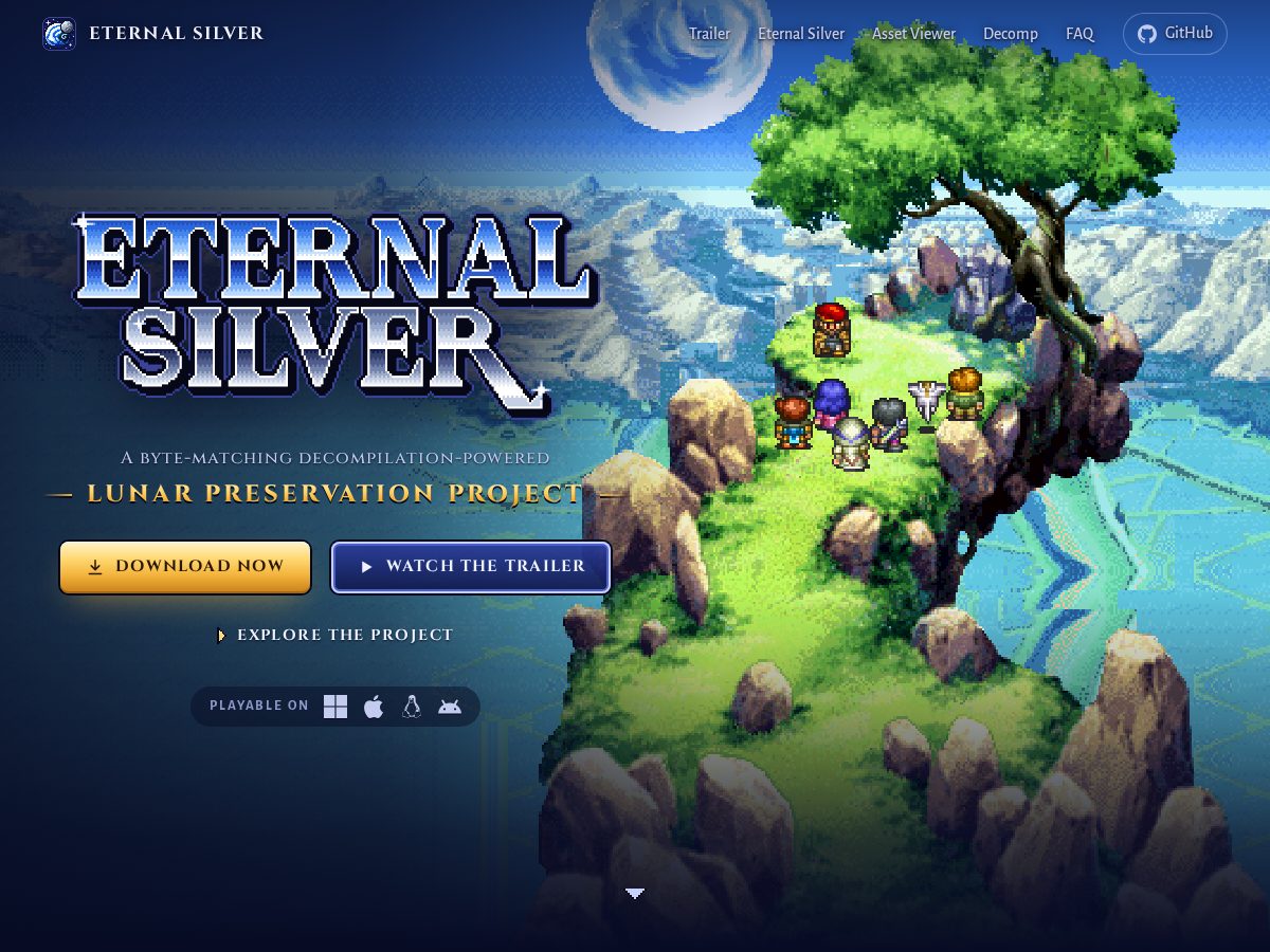 Landing-page snapshot of eternalsilver.dev