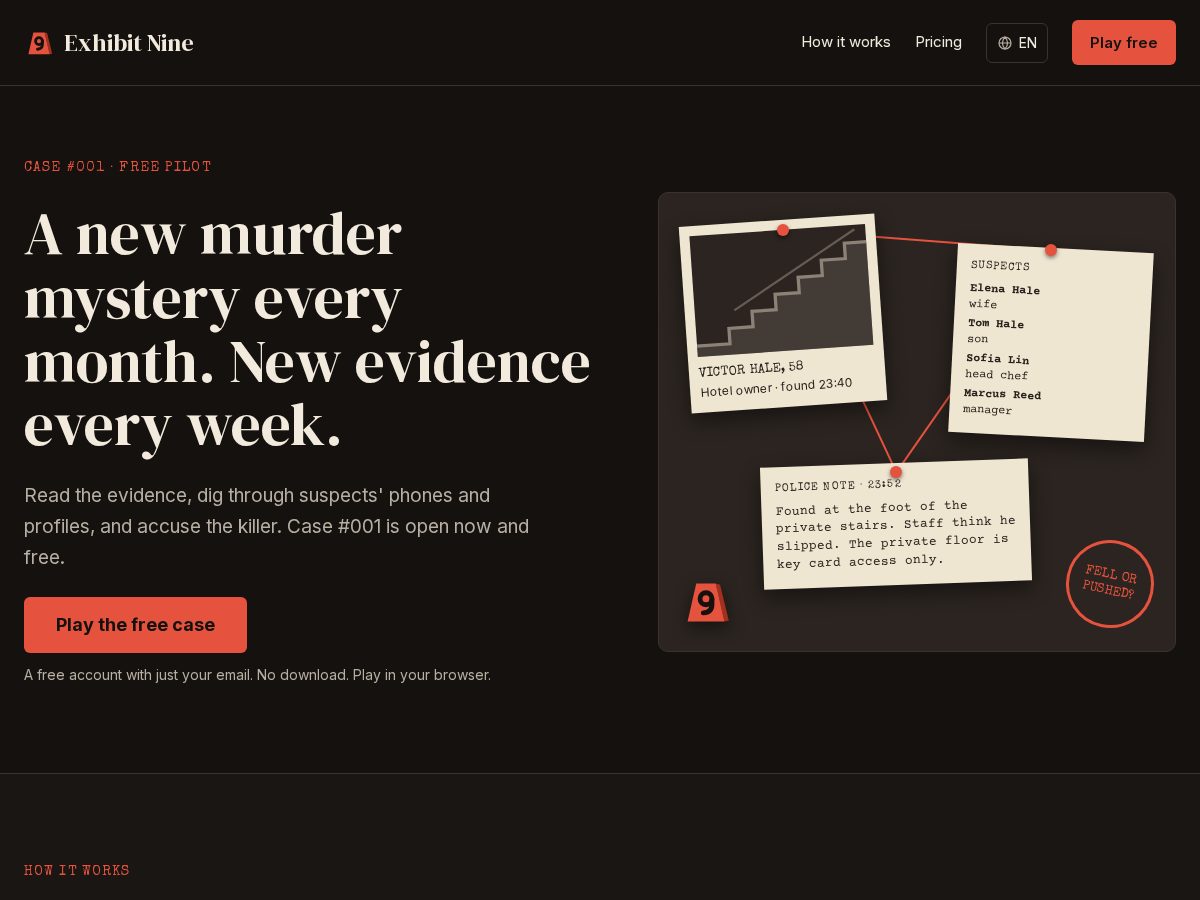 Landing-page snapshot of exhibit9.com
