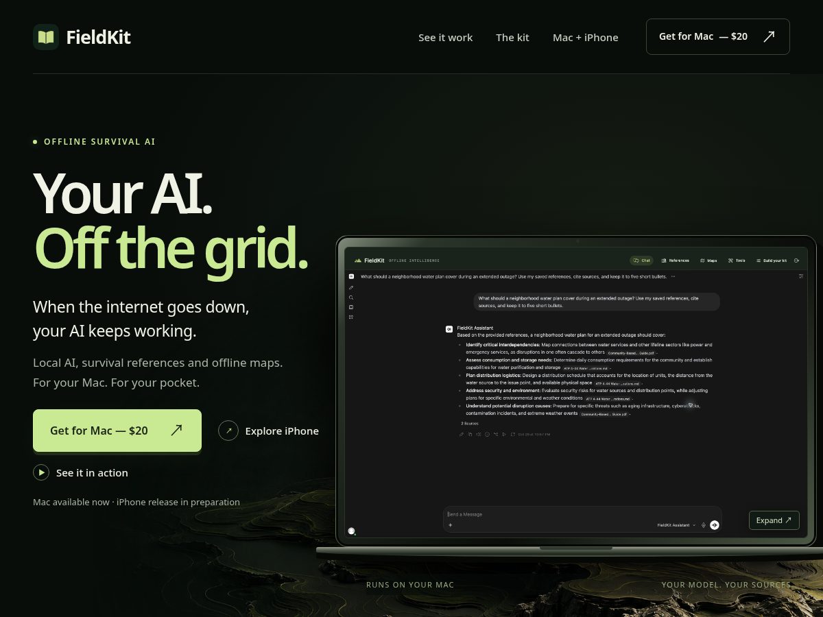 Landing-page snapshot of fieldkit.online