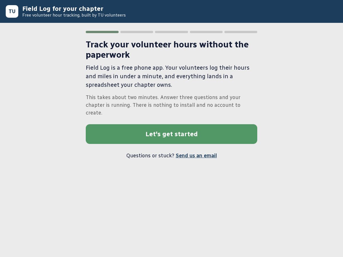 Landing-page snapshot of fieldlogapp.org
