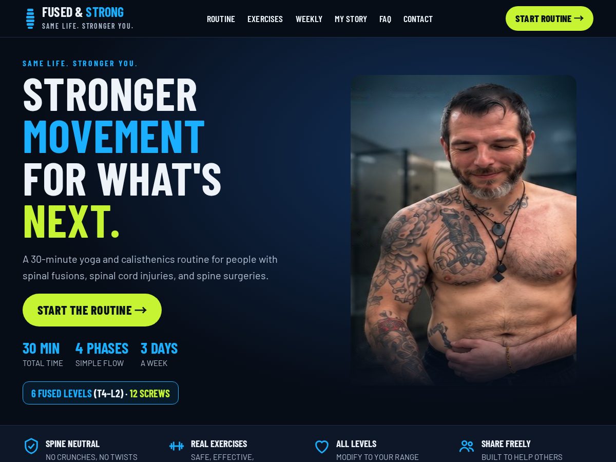 Landing-page snapshot of fusedandstrong.com