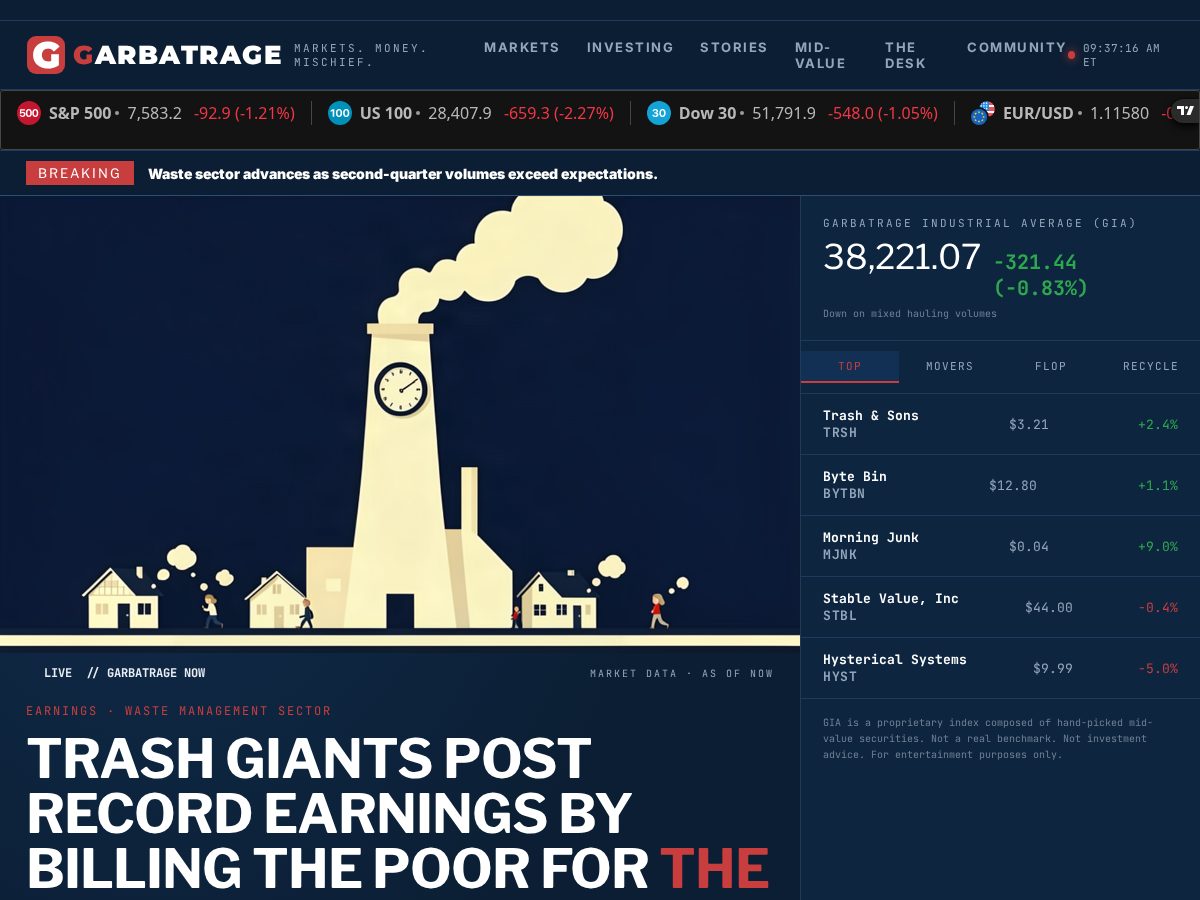 Landing-page snapshot of garbatrage.com