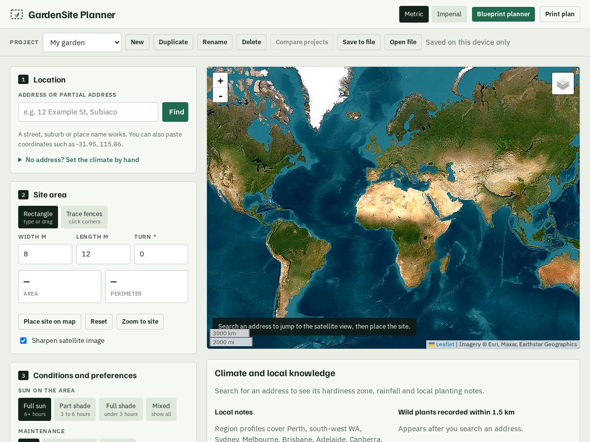 Landing-page snapshot of gardensiteplanner.com