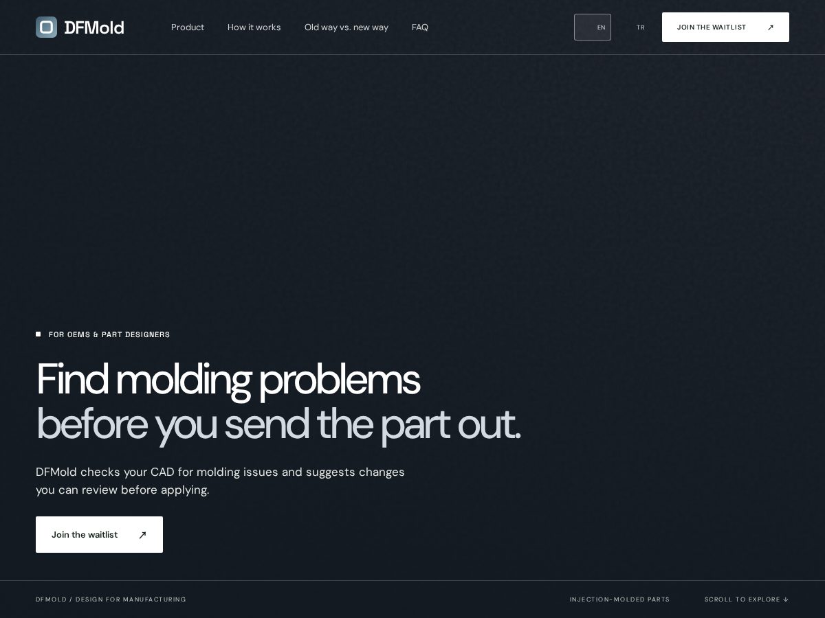 Landing-page snapshot of getdfmold.com