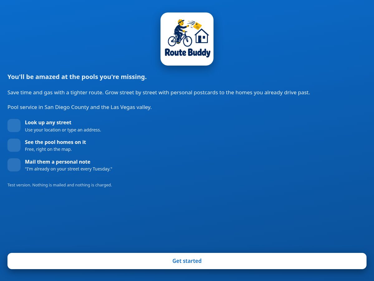 Landing-page snapshot of getroutebuddy.com