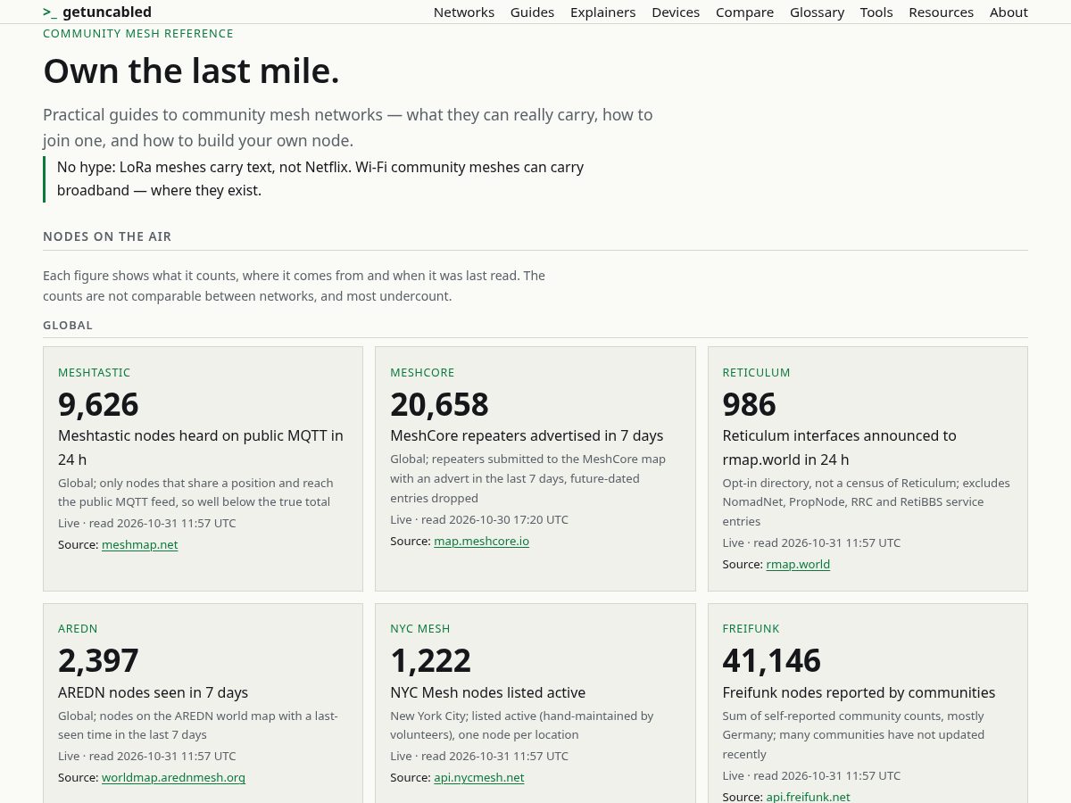 Landing-page snapshot of getuncabled.com