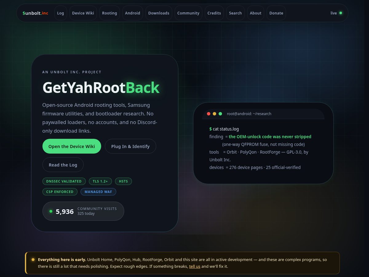 Landing-page snapshot of getyahrootback.com