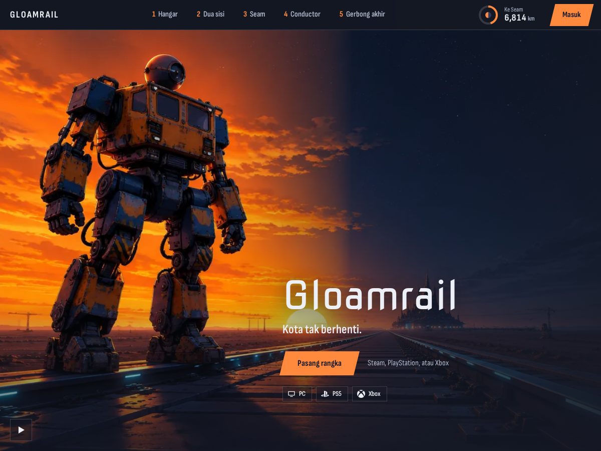 Landing-page snapshot of gloamrail.com