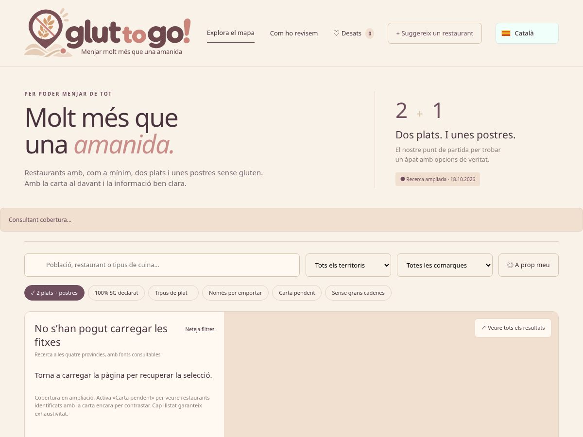 Landing-page snapshot of gluttogo.com