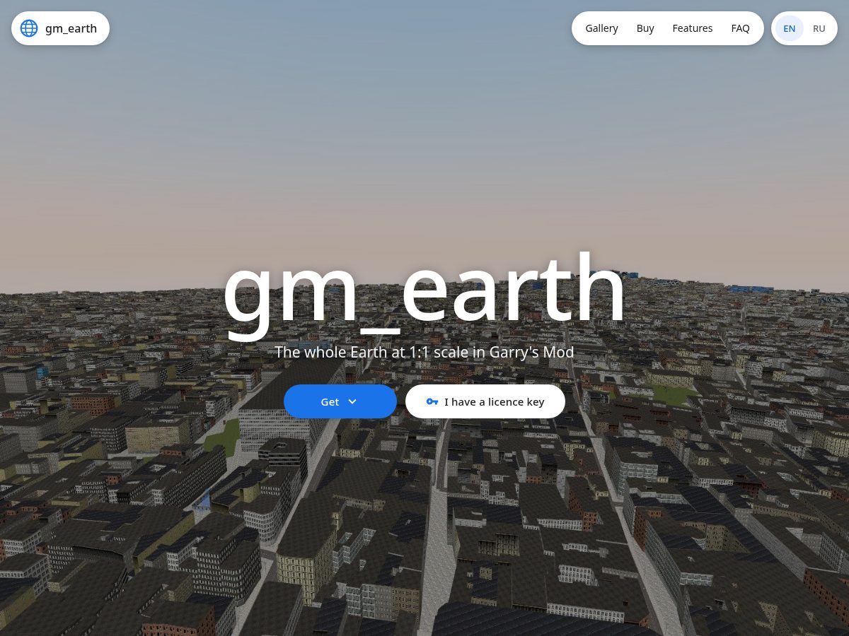 Landing-page snapshot of gmod-earth.com