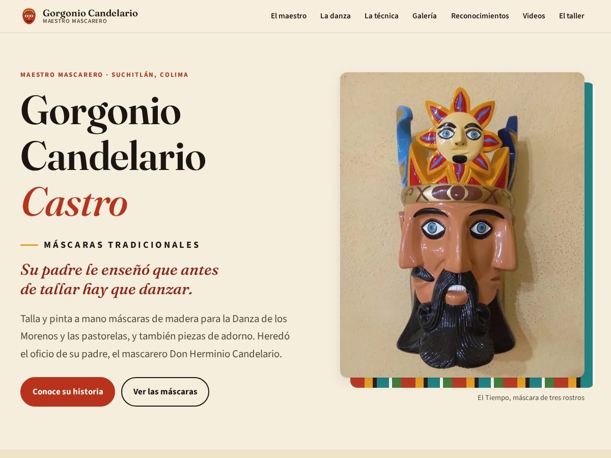Landing-page snapshot of gorgoniocandelario.com