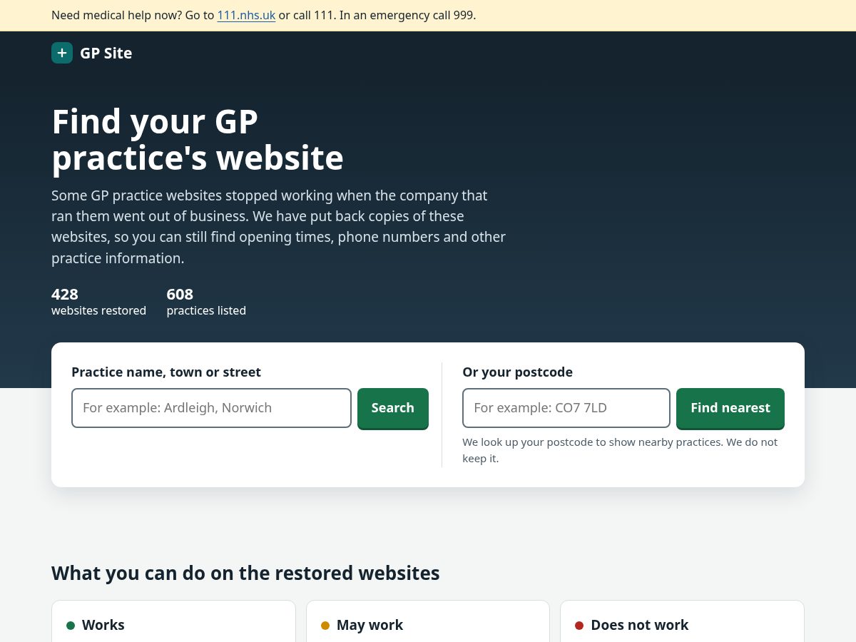 Landing-page snapshot of gpsite.org