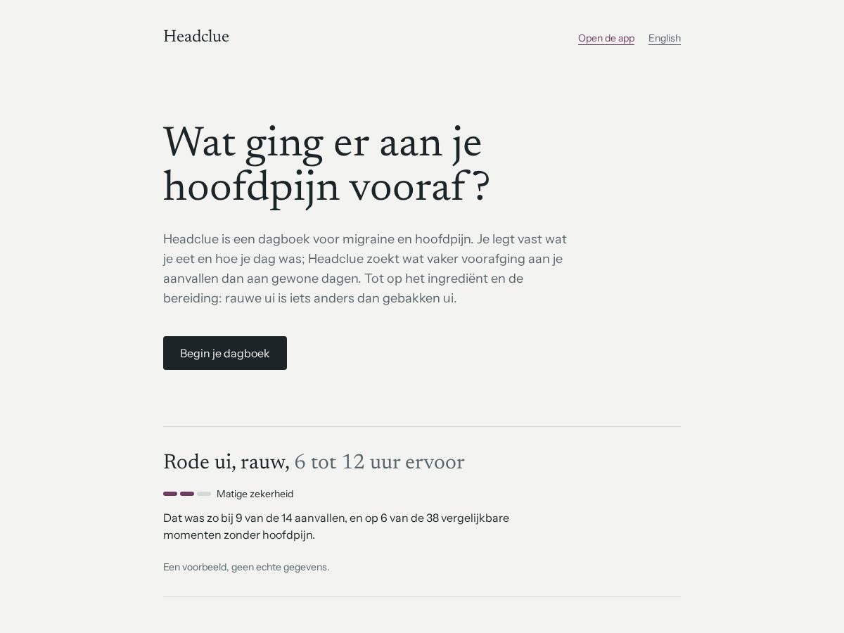Landing-page snapshot of headclue.com