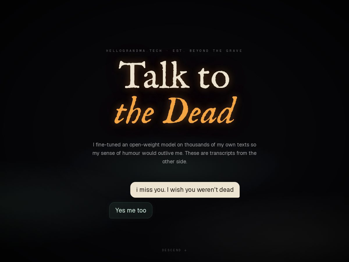Landing-page snapshot of hellograndma.tech