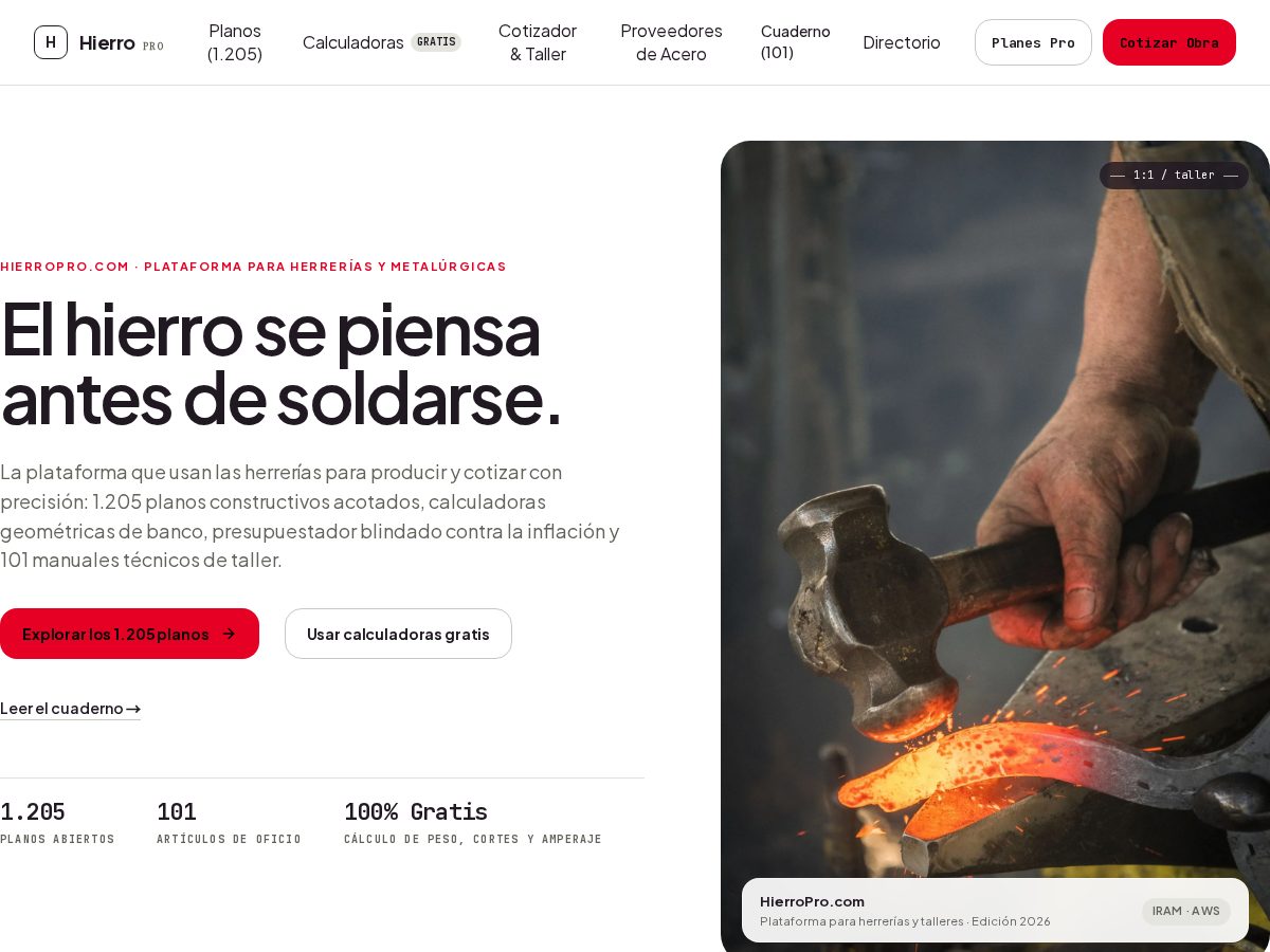 Landing-page snapshot of hierropro.com