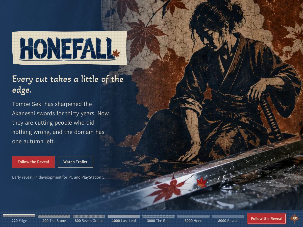 Landing-page snapshot of honefall.com