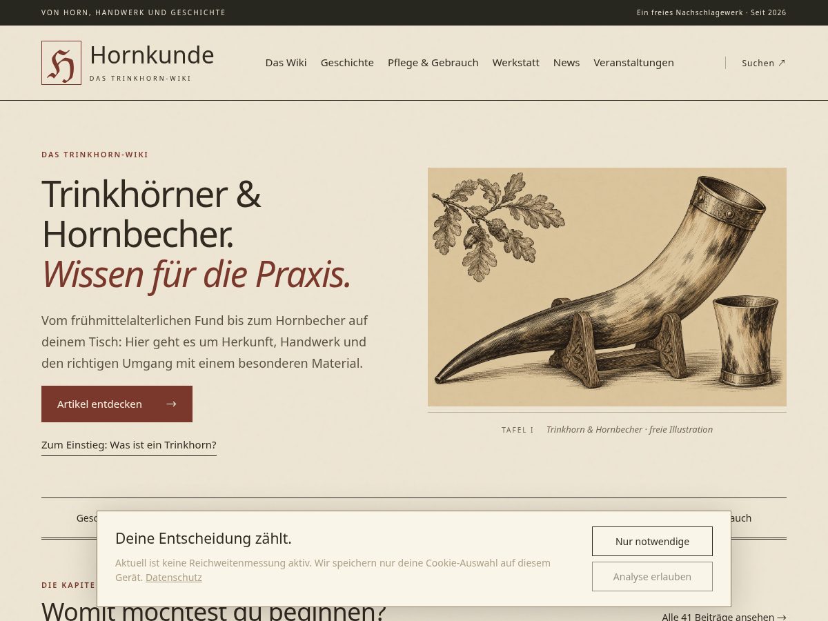 Landing-page snapshot of hornkunde.com