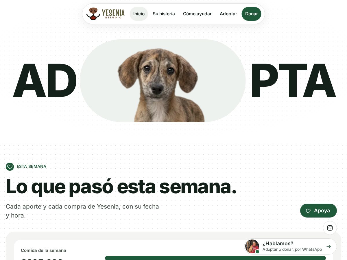 Landing-page snapshot of huellitasrefugio.lat