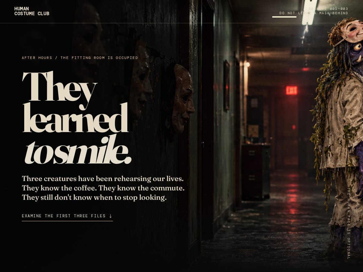 Landing-page snapshot of humancostume.art
